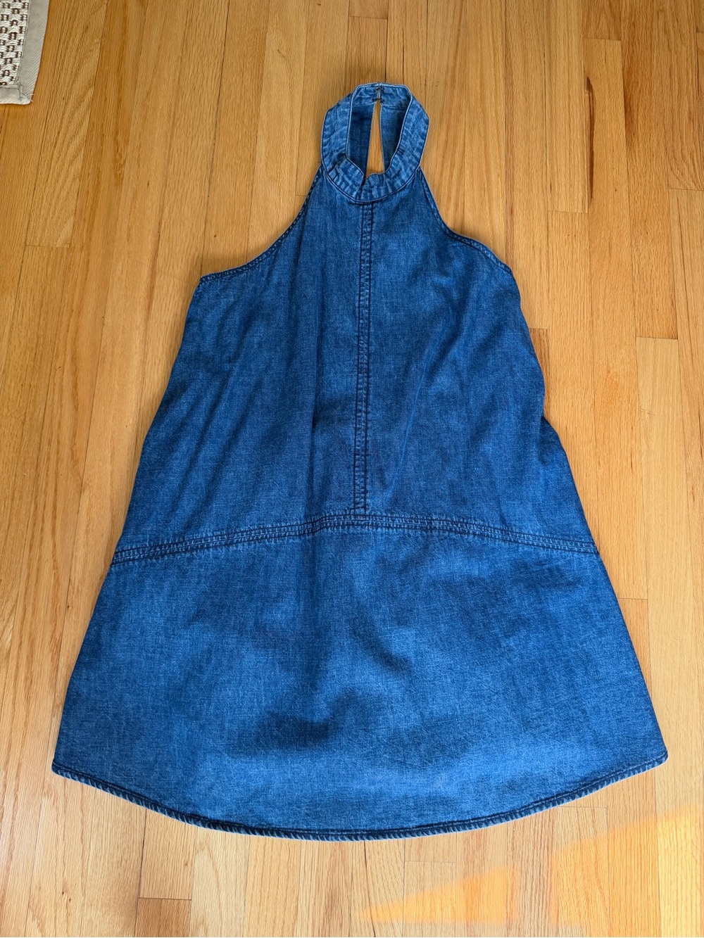 NWT Free People Rising Sun Mini Dress washed blue denim size medium